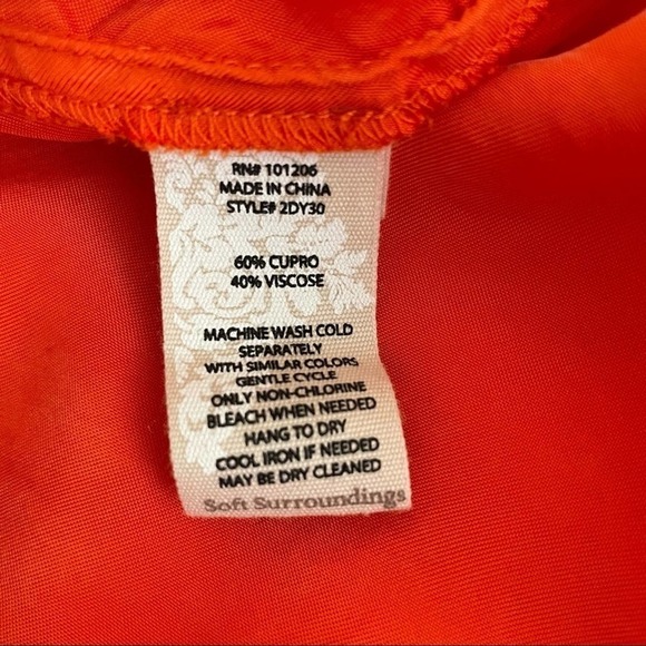 Soft Surroundings Orange Cascade Sleeveless Button Up Dress Size Extra Small - Picture 9 of 12